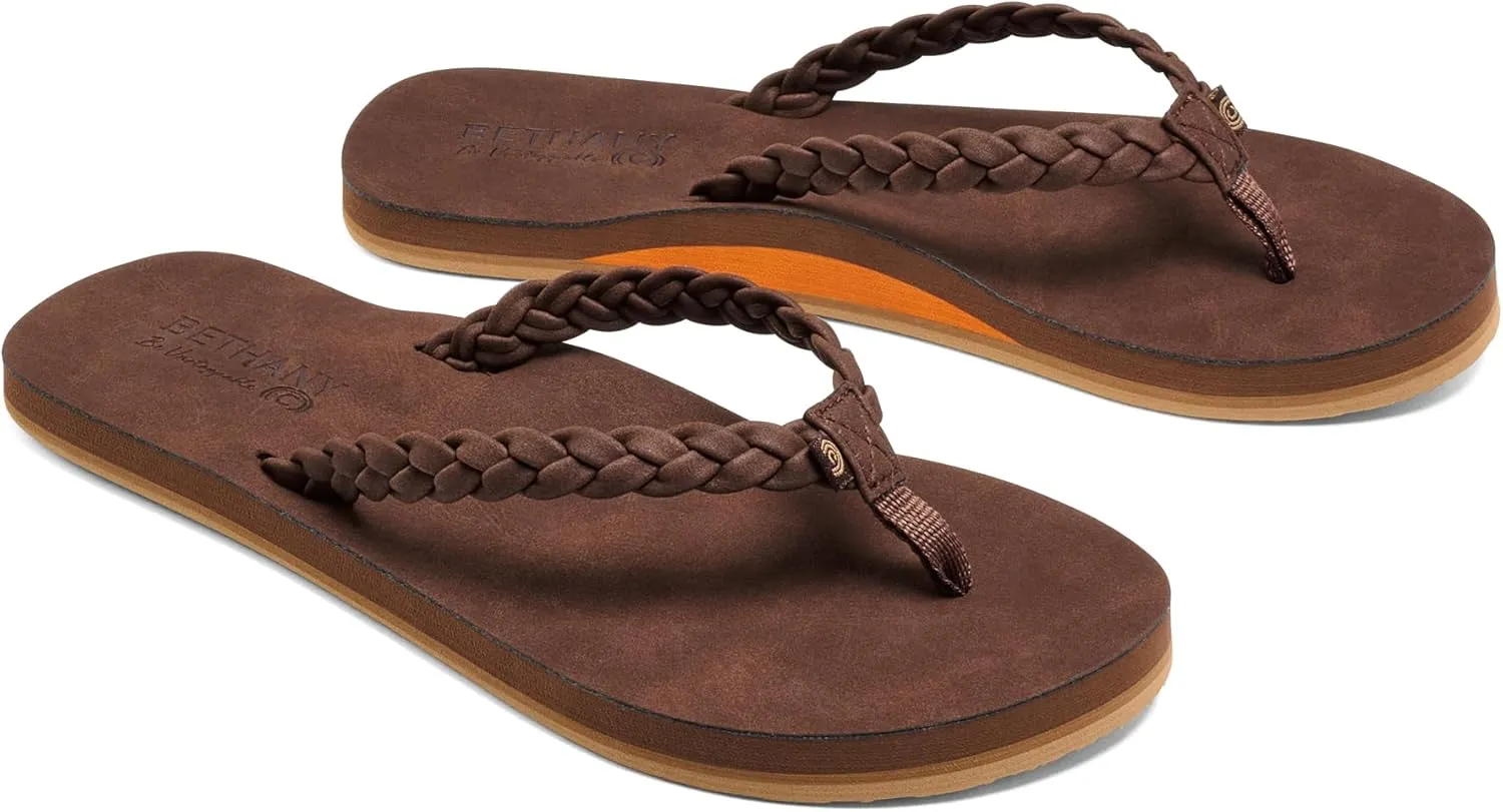 Cobian Braided Pacifica Soft Strap Beach Flip Flop Sandals for Women with Full Arch Support