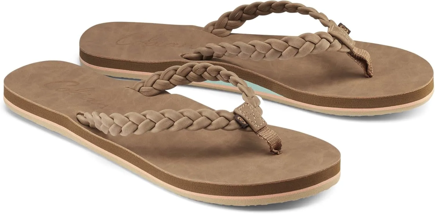 Cobian Braided Pacifica Soft Strap Beach Flip Flop Sandals for Women with Full Arch Support