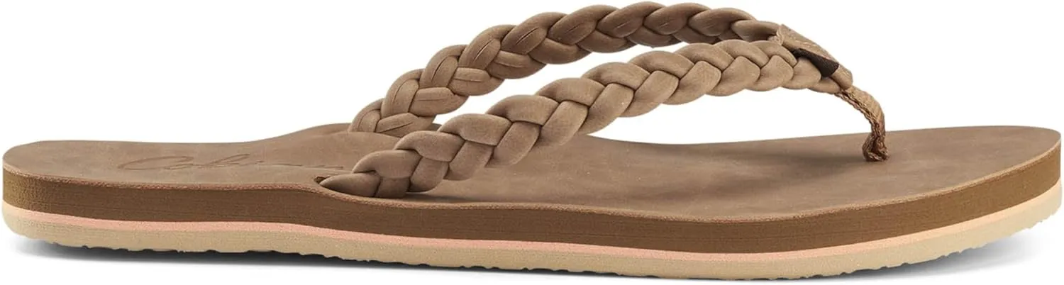 Cobian Braided Pacifica Soft Strap Beach Flip Flop Sandals for Women with Full Arch Support