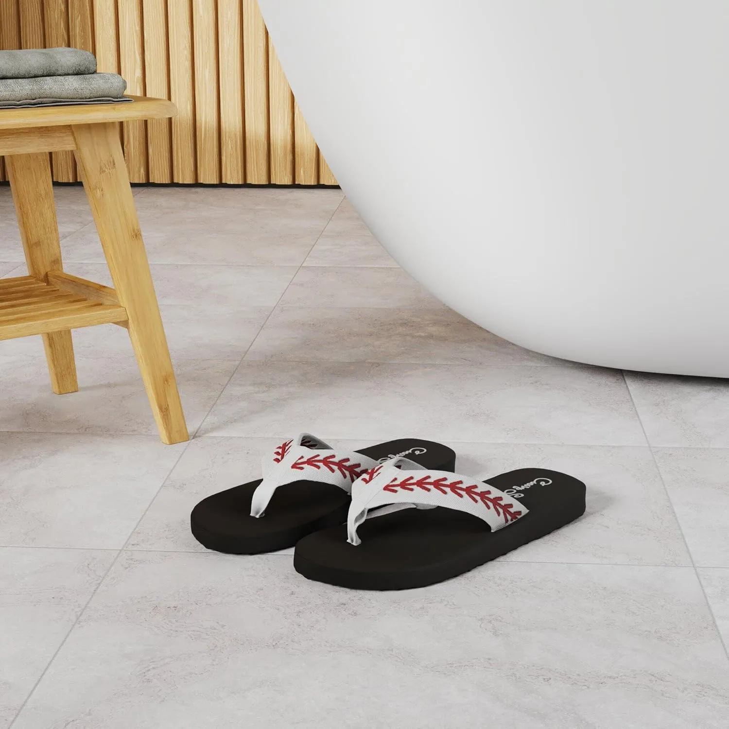 Cocomo Soul Baseball Flip Flops | Embroidered Slippers for Women | Baseball Mom Sandals