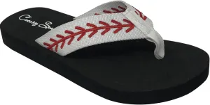 Cocomo Soul Baseball Flip Flops | Embroidered Slippers for Women | Baseball Mom Sandals