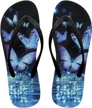 Coloranimal Flip Flops for Women Summer Beach Sandals Thong Sandals with Black Strap Non Flips Flops Comfort Lightweight Indoor Outdoor Slippers