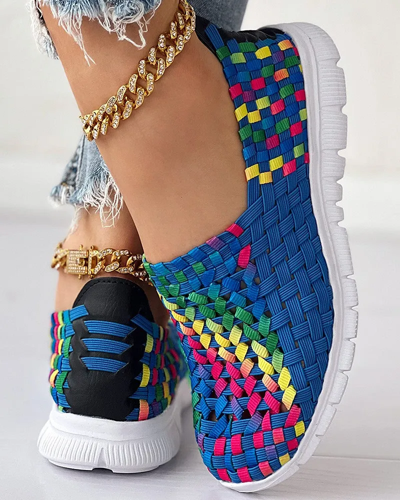 Colorblock Braided Slip on Sneakers