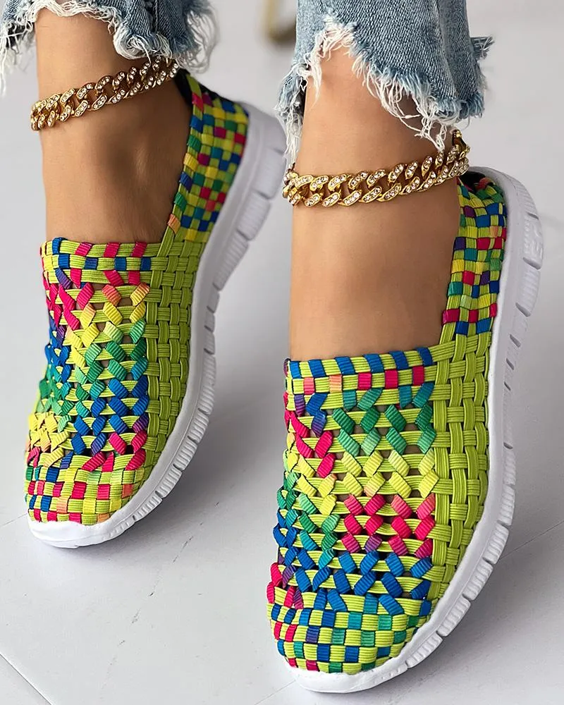 Colorblock Braided Slip on Sneakers