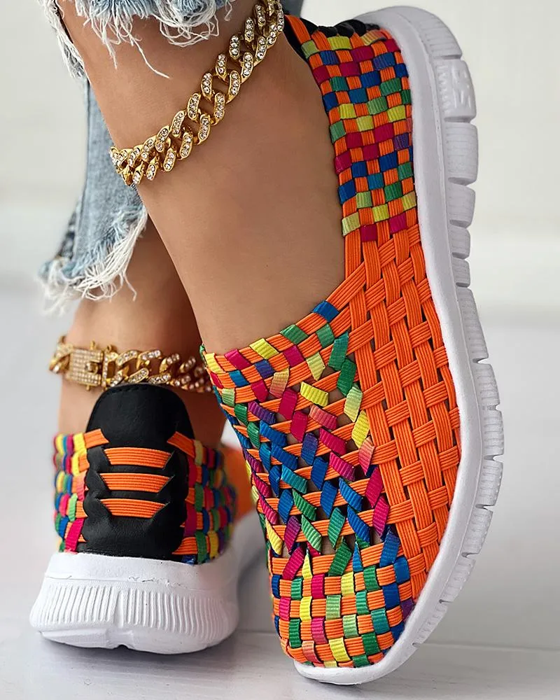Colorblock Braided Slip on Sneakers