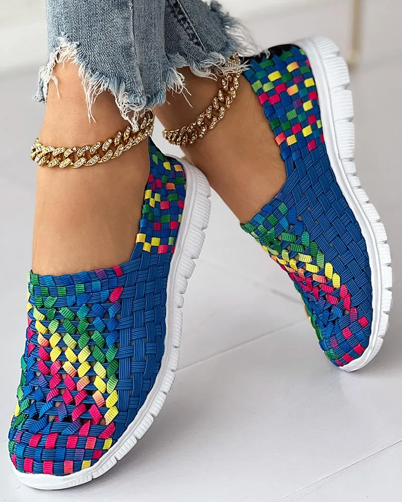 Colorblock Braided Slip on Sneakers