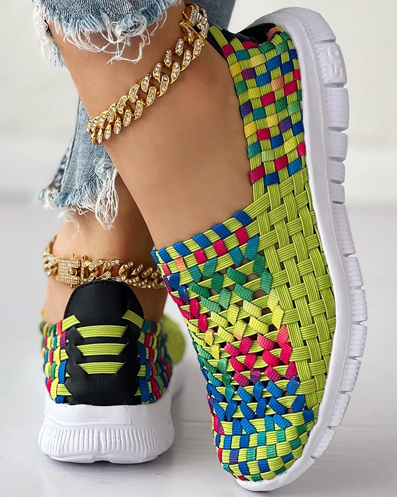 Colorblock Braided Slip on Sneakers