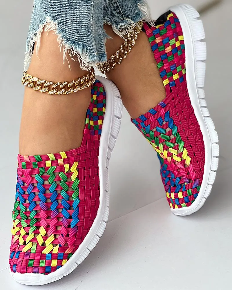 Colorblock Braided Slip on Sneakers