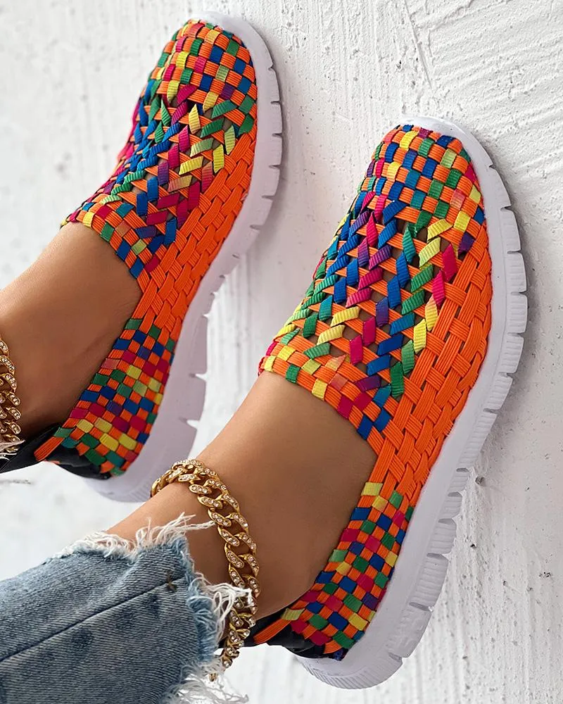 Colorblock Braided Slip on Sneakers