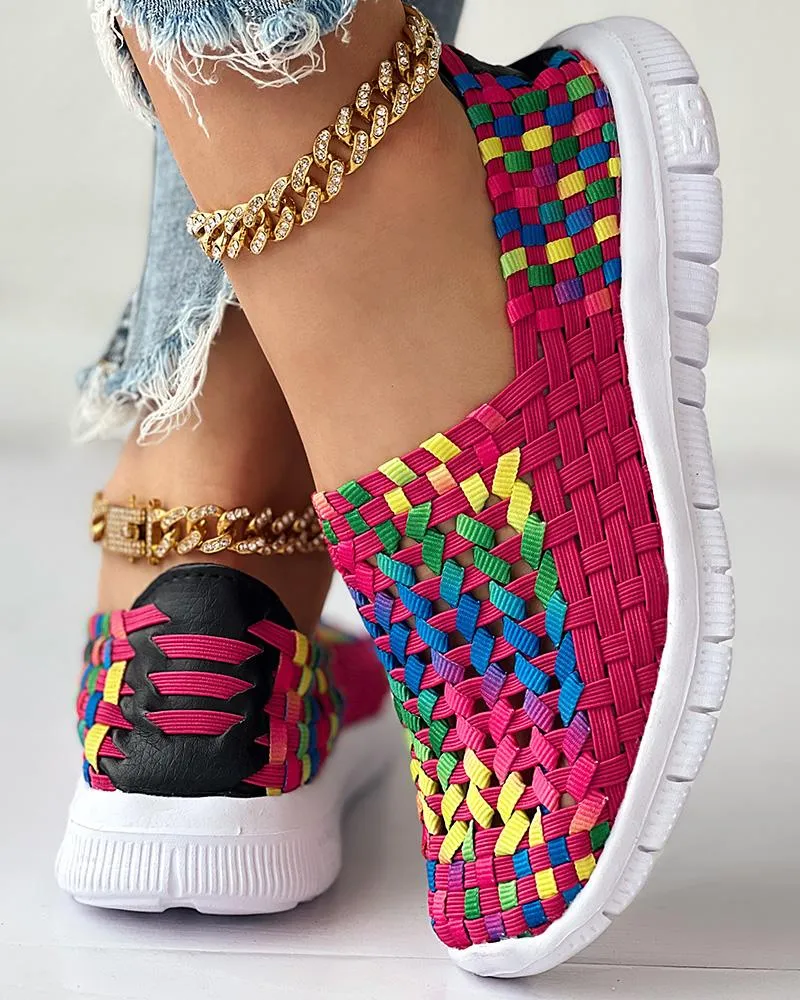 Colorblock Braided Slip on Sneakers
