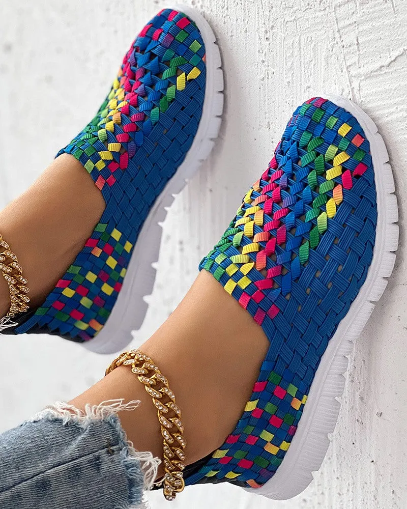 Colorblock Braided Slip on Sneakers