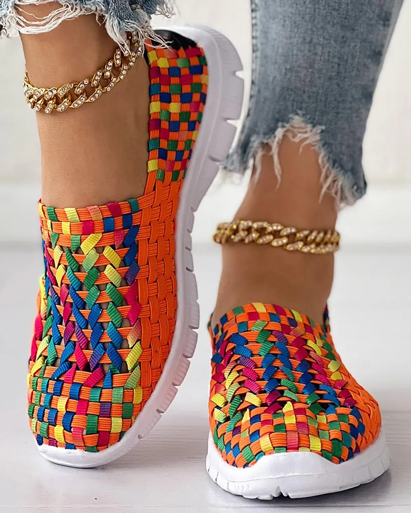 Colorblock Braided Slip on Sneakers