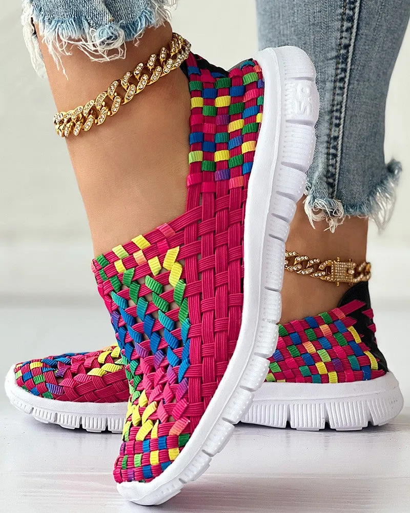 Colorblock Braided Slip on Sneakers