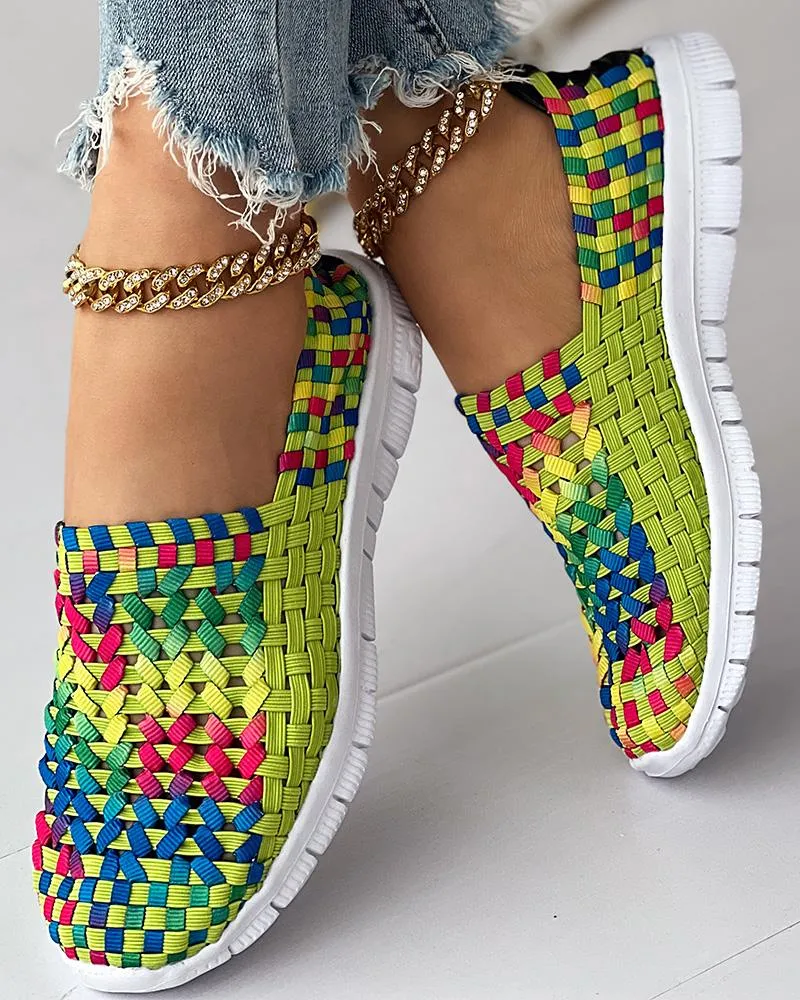 Colorblock Braided Slip on Sneakers