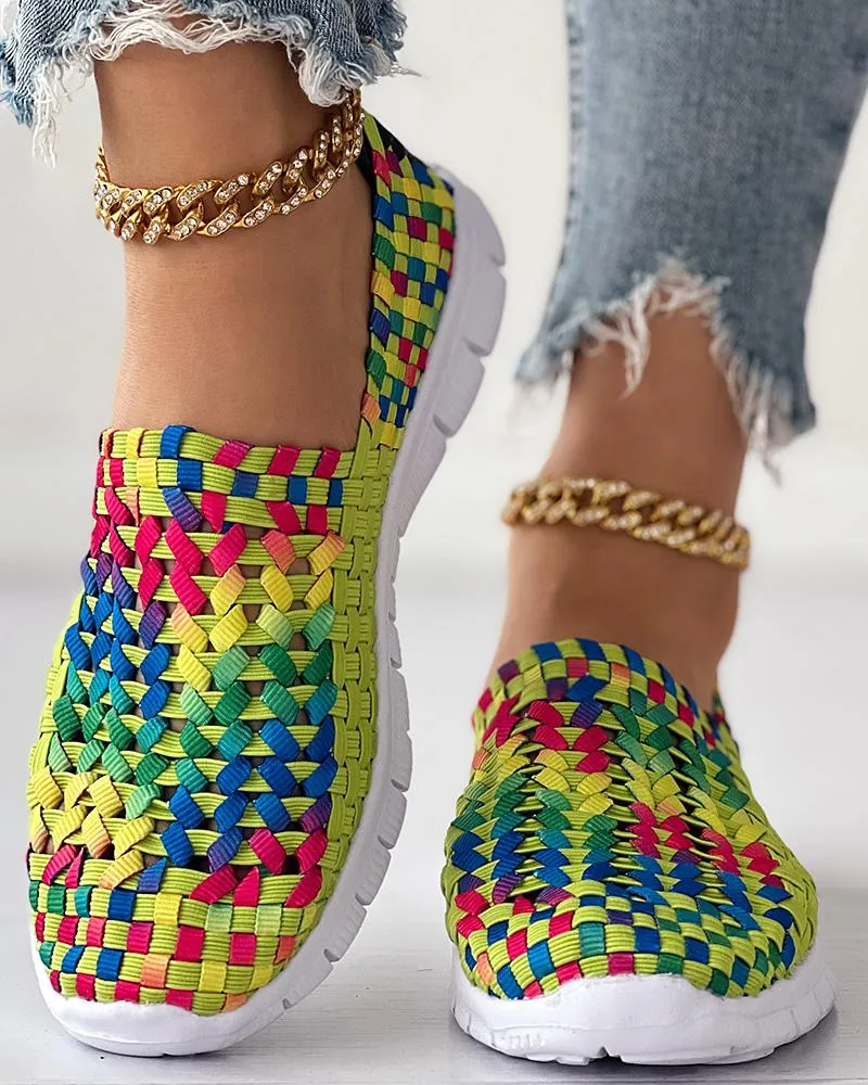 Colorblock Braided Slip on Sneakers