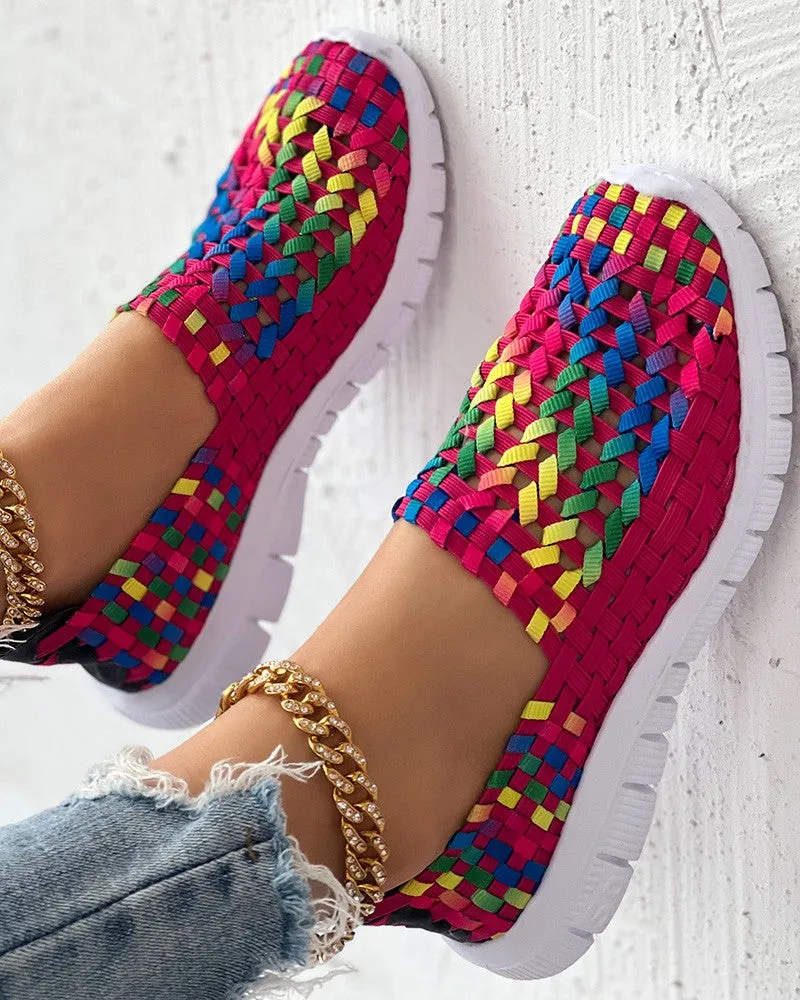 Colorblock Braided Slip on Sneakers