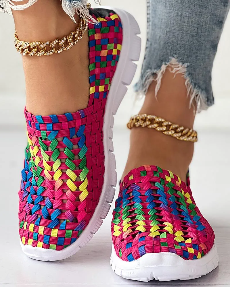 Colorblock Braided Slip on Sneakers