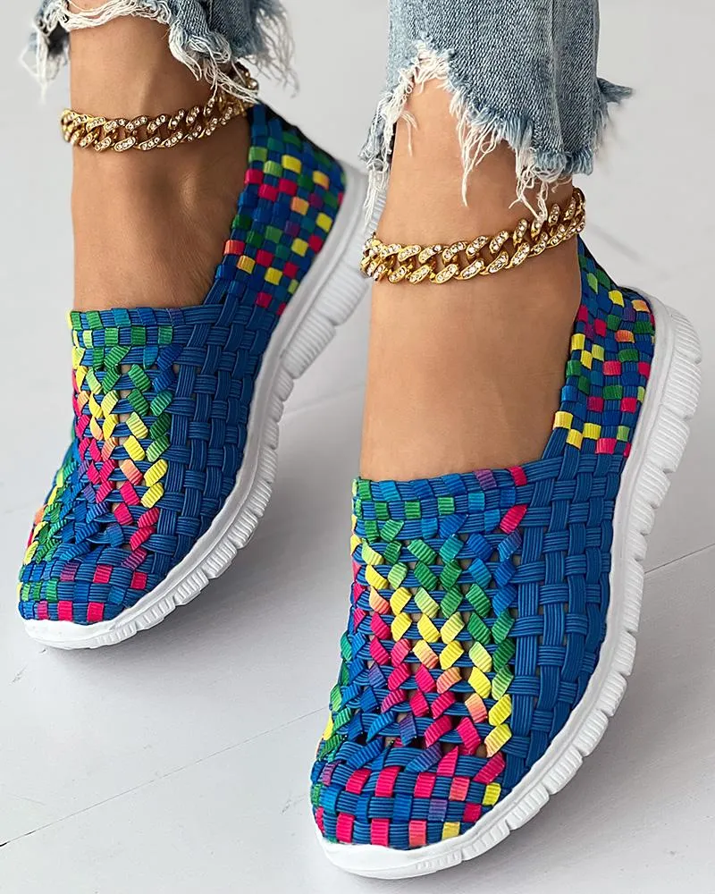 Colorblock Braided Slip on Sneakers