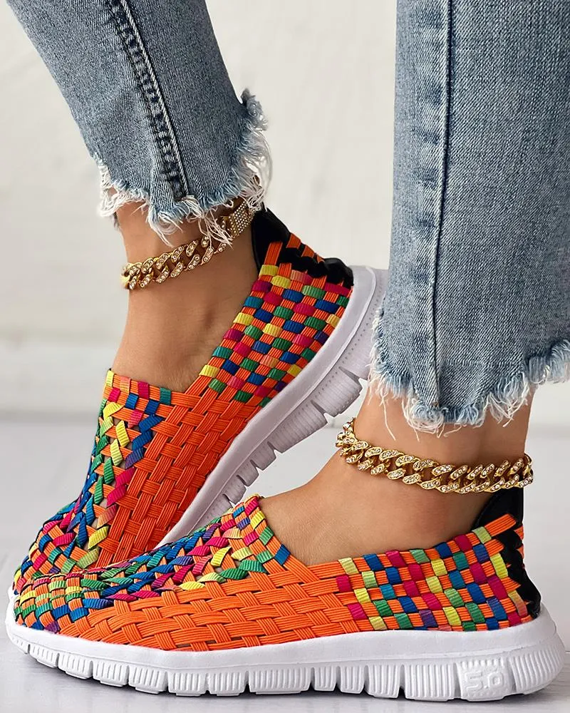 Colorblock Braided Slip on Sneakers