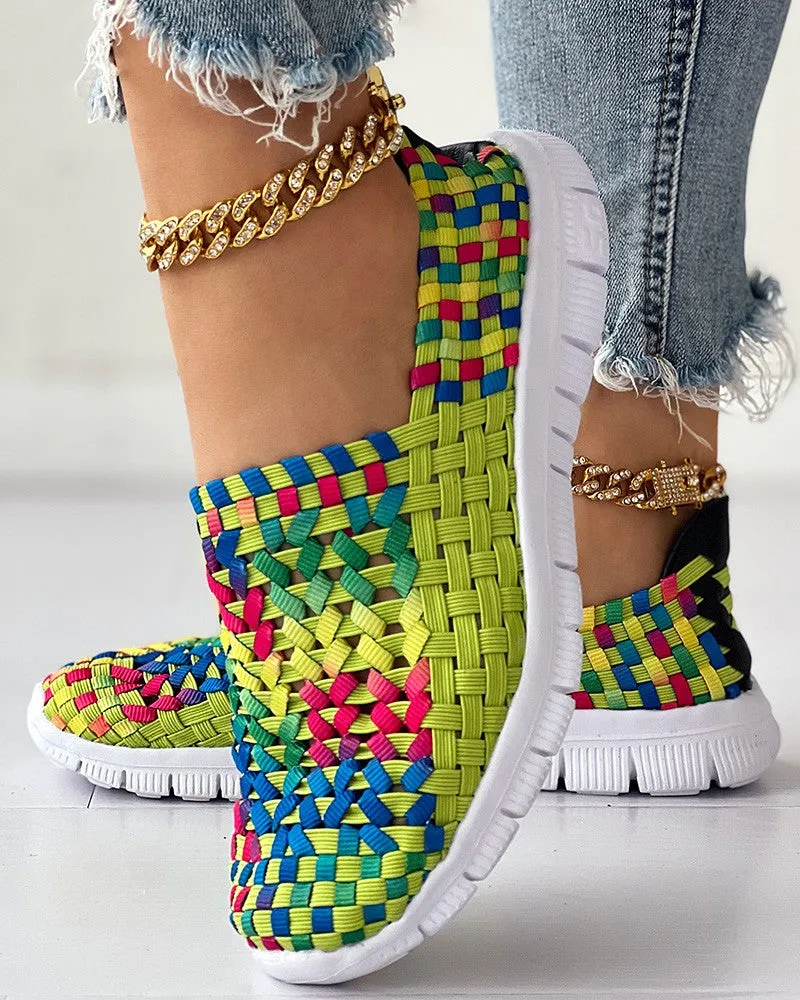 Colorblock Braided Slip on Sneakers