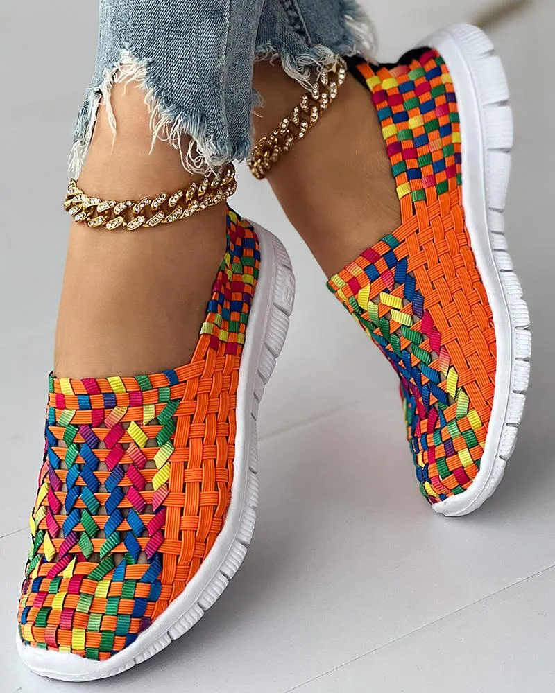 Colorblock Braided Slip on Sneakers