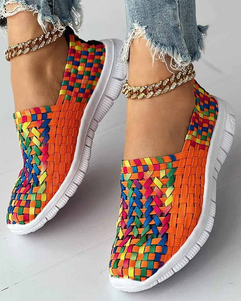 Colorblock Braided Slip on Sneakers