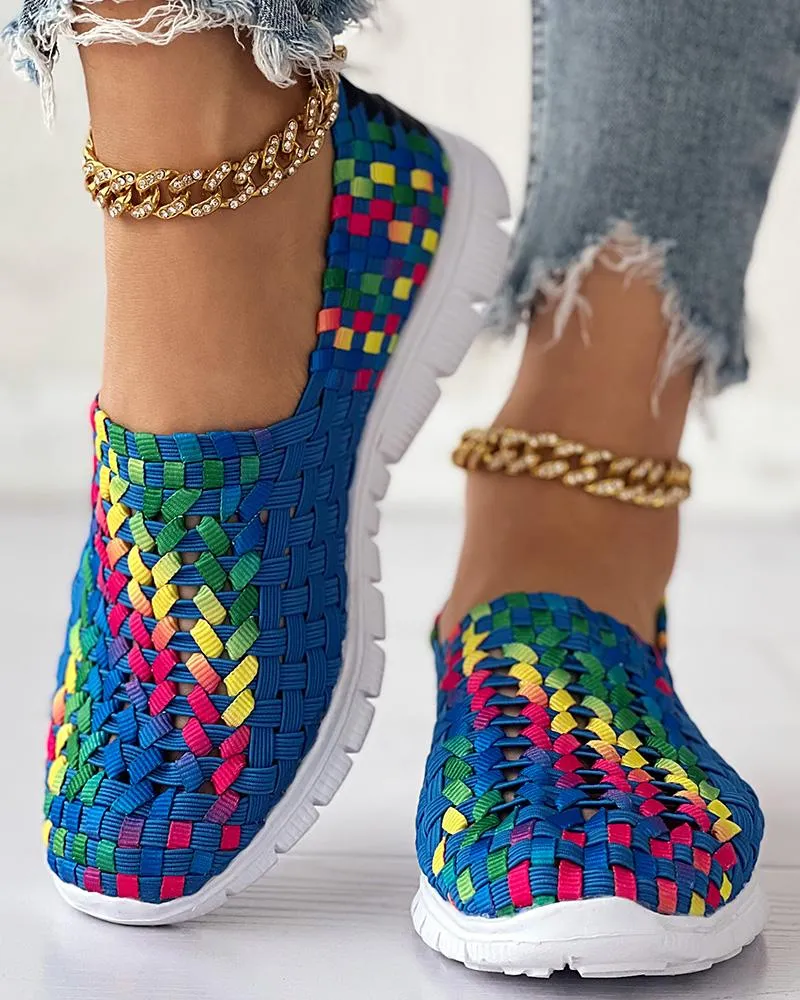 Colorblock Braided Slip on Sneakers