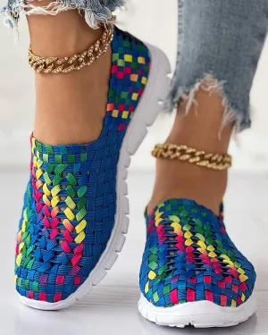 Colorblock Braided Slip on Sneakers