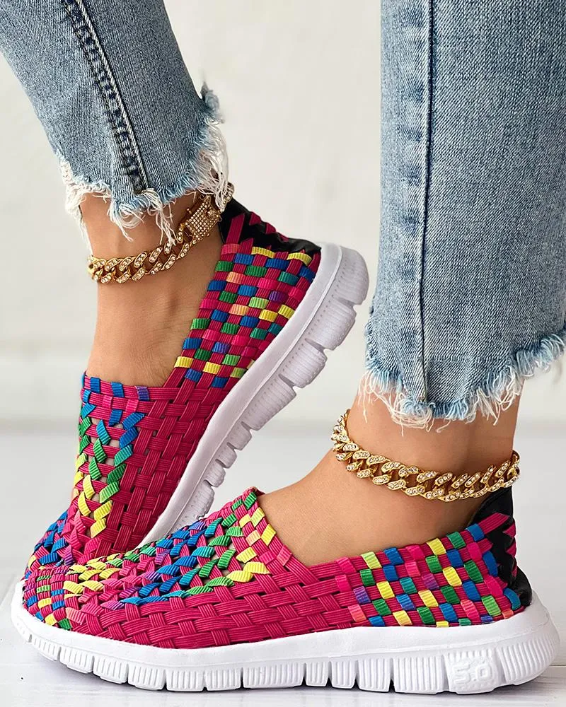 Colorblock Braided Slip on Sneakers