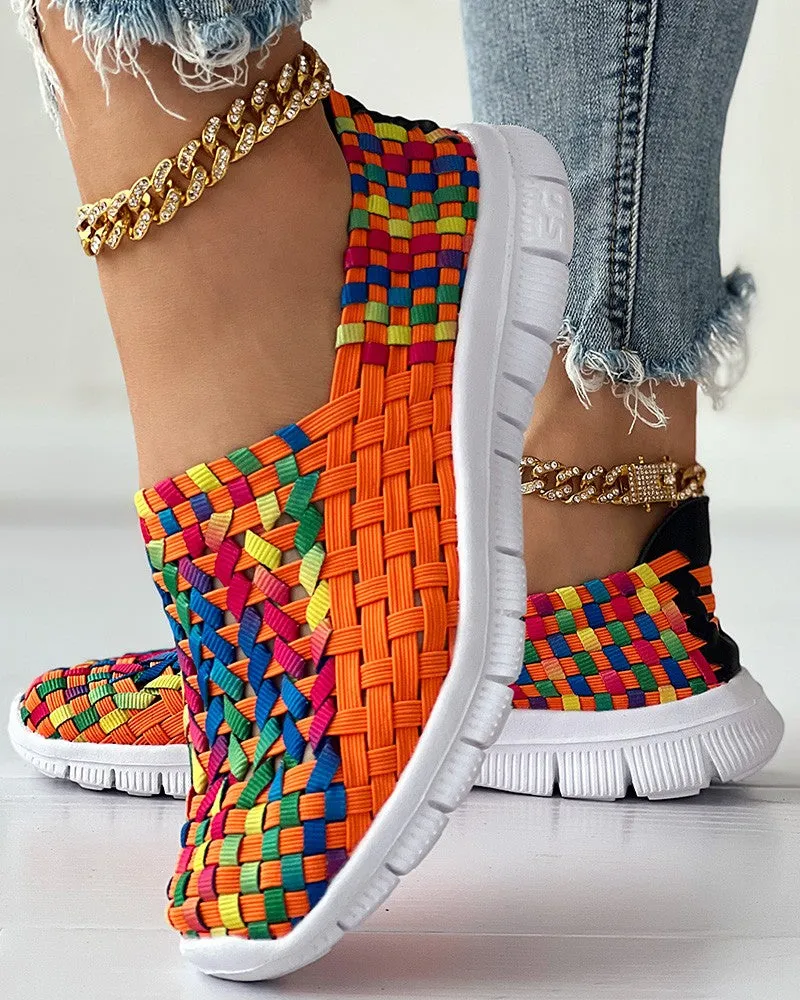 Colorblock Braided Slip on Sneakers