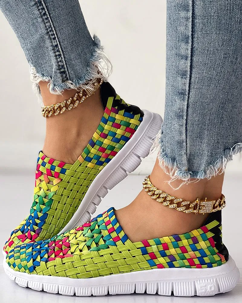Colorblock Braided Slip on Sneakers