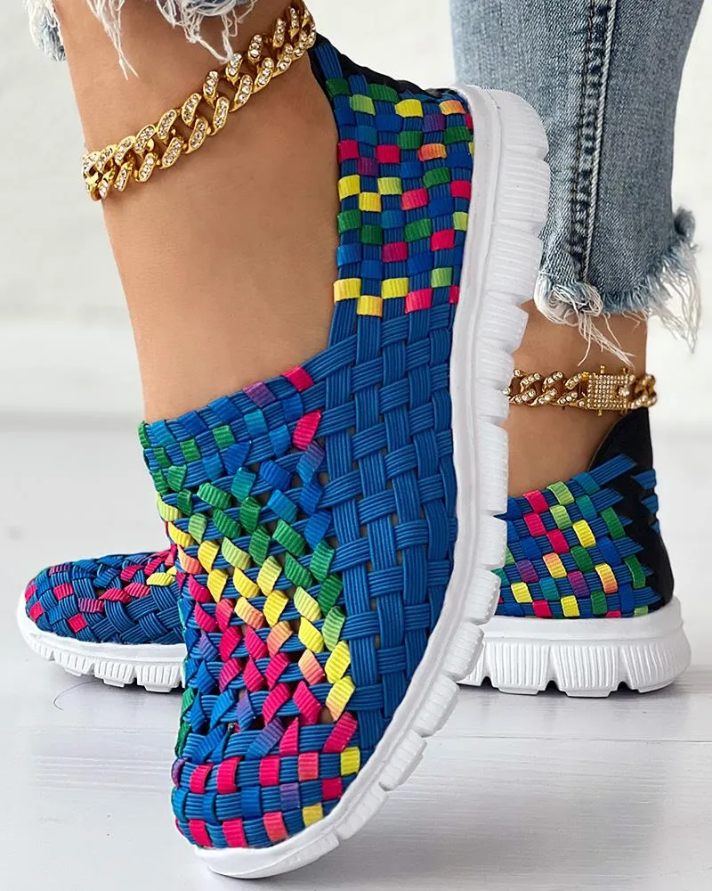 Colorblock Braided Slip on Sneakers
