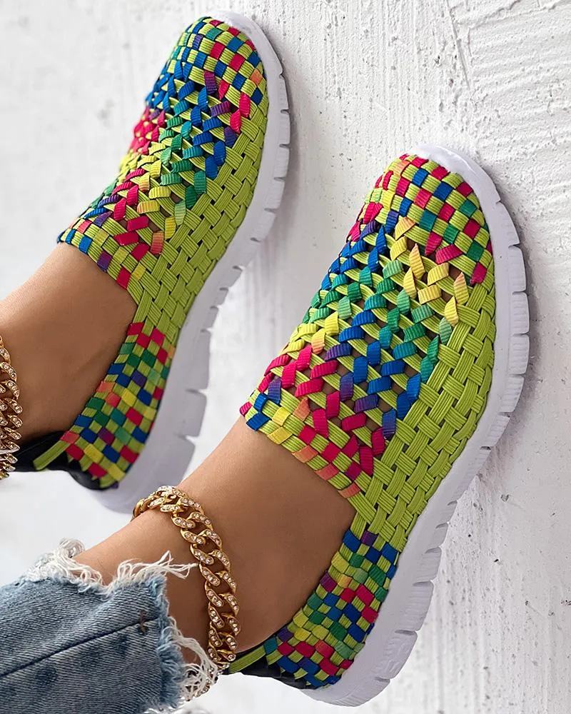 Colorblock Braided Slip on Sneakers