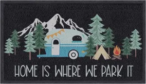 comfoyar Camper RV Door Mat, Home is Where We Park It Camping Door Mat for Campervan Caravan Motorhomes, Decorative Camp Doormat for Indoor Outdoor Front Entrance, 23.6"x 15.7"