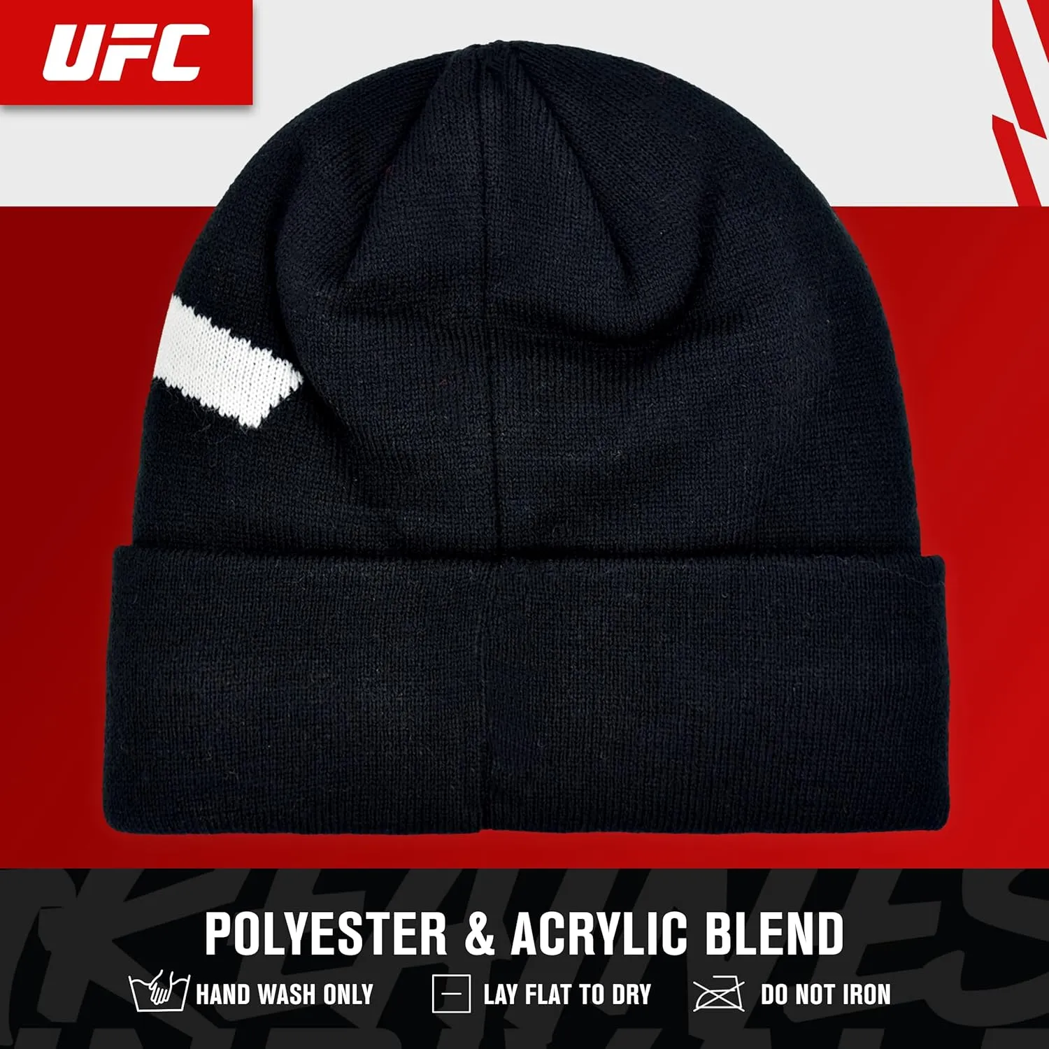 Concept One UFC Beanie Hat, Cuffed Winter Knit Cap with Faux Sherpa Lining and Jacquard Logo
