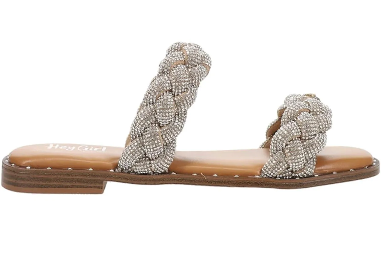 CORKYS Don’t Get It Twisted Rhinestone Flat Sandal Clear