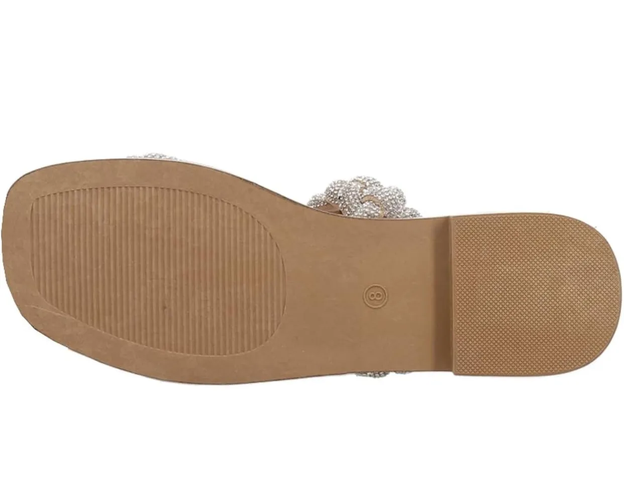 CORKYS Don’t Get It Twisted Rhinestone Flat Sandal Clear