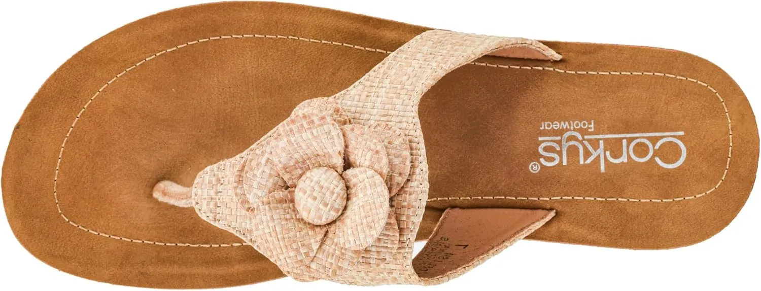 Corkys Footwear Women's So Delish Flip Flop Sandal – Lightweight, Comfortable, with Floral Embellishment, Perfect for Summer Style and Versatile Wear, Open Toe