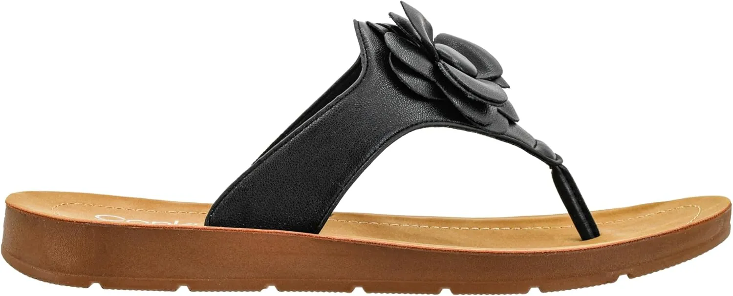 Corkys Footwear Women's So Delish Flip Flop Sandal – Lightweight, Comfortable, with Floral Embellishment, Perfect for Summer Style and Versatile Wear, Open Toe