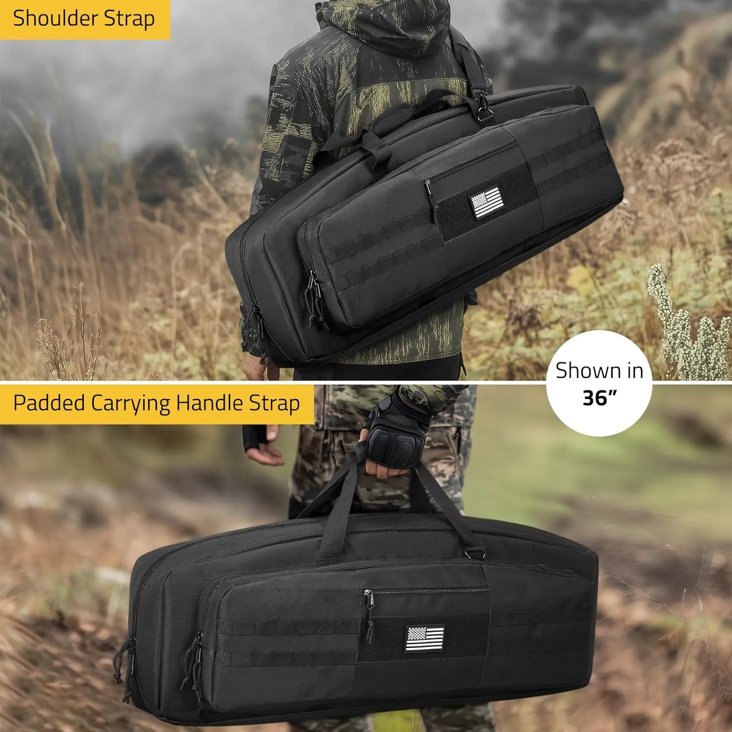CVLIFE 30" 36" Soft Rifle Case Tactical Double Long Gun Bag, Rifle Bag Gun Case with Lockable Zipper and Adjustable Shoulder Strap for Outdoor Hunting Shooting Range