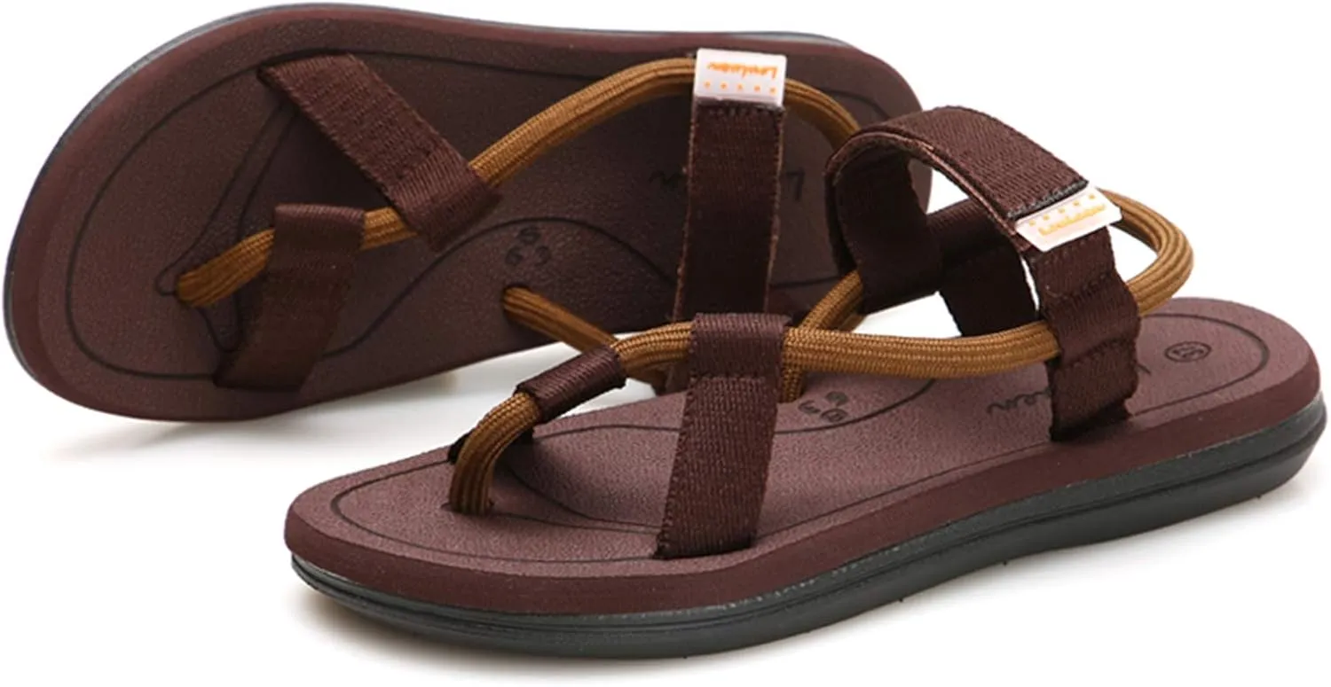CYian Mens Sandals Slippers Rubber Flip Flops for Men Shoes with Fashion Eastic Strap Free Adjustment Indoor Outdoor