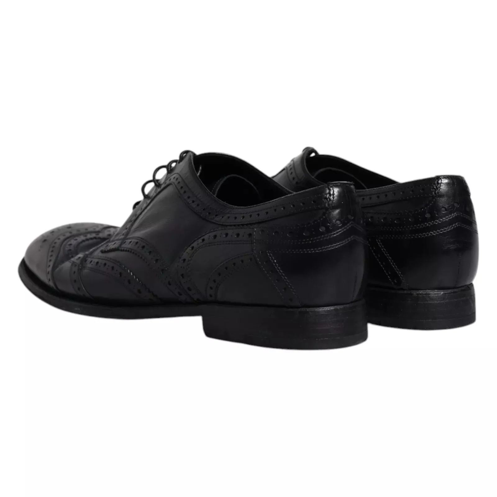 Dark Blue Leather Derby Wingtip Formal Shoes