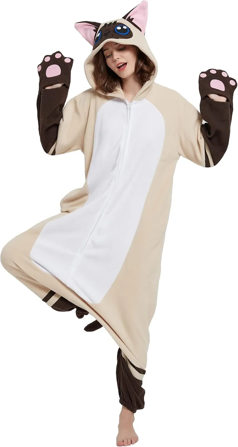 DarkCom Siamese Onesie Halloween Costume One Piece Unisex Adult Pajamas Women Men Sleepwear Christmas Pajamas