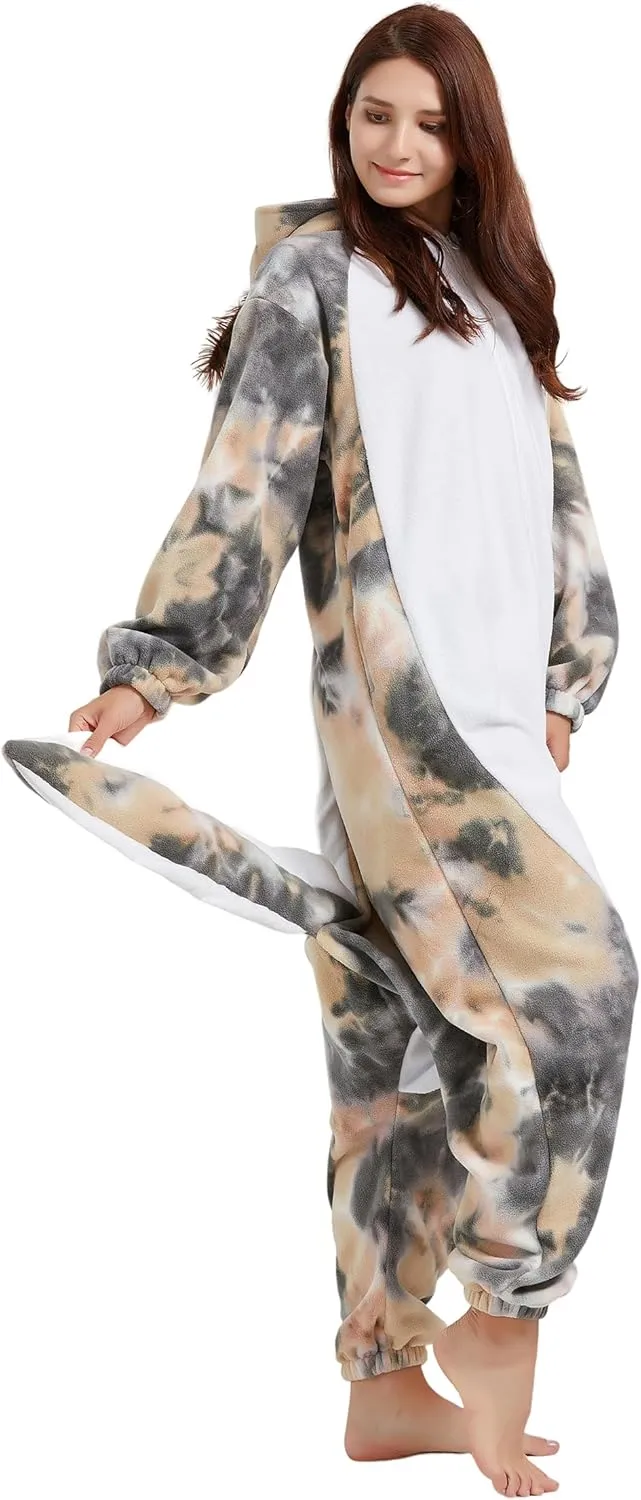 DELEY Unisex Axolotl Costume Adult Onesie, One Piece Pajamas, Halloween Cosplay Costumes Homewear Jumpsuit,Animal Onesie