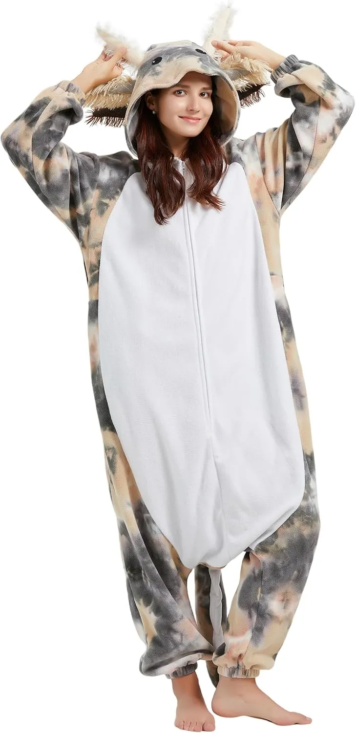DELEY Unisex Axolotl Costume Adult Onesie, One Piece Pajamas, Halloween Cosplay Costumes Homewear Jumpsuit,Animal Onesie
