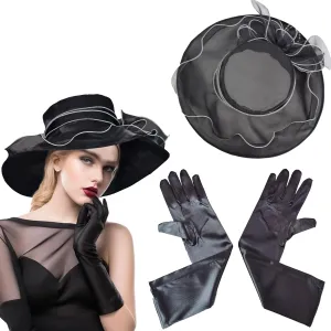 Derby Fascinator Hats for Women, Wide Brim Tea Party Organza Sun Hats for Wedding & Cocktail Party