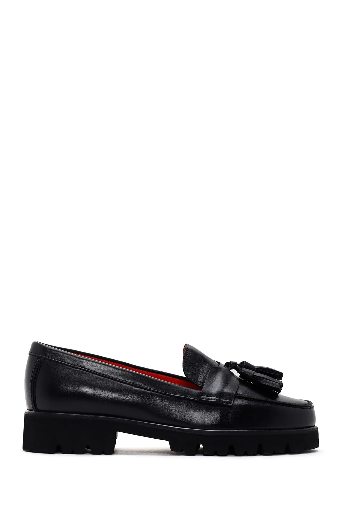 Derimod Gritti Kadın Siyah Deri Maskülen Loafer