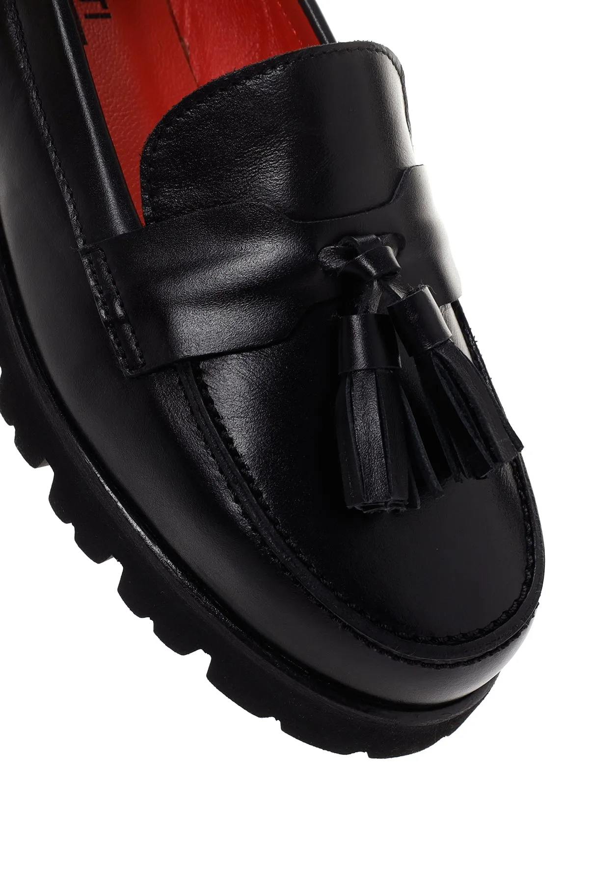 Derimod Gritti Kadın Siyah Deri Maskülen Loafer
