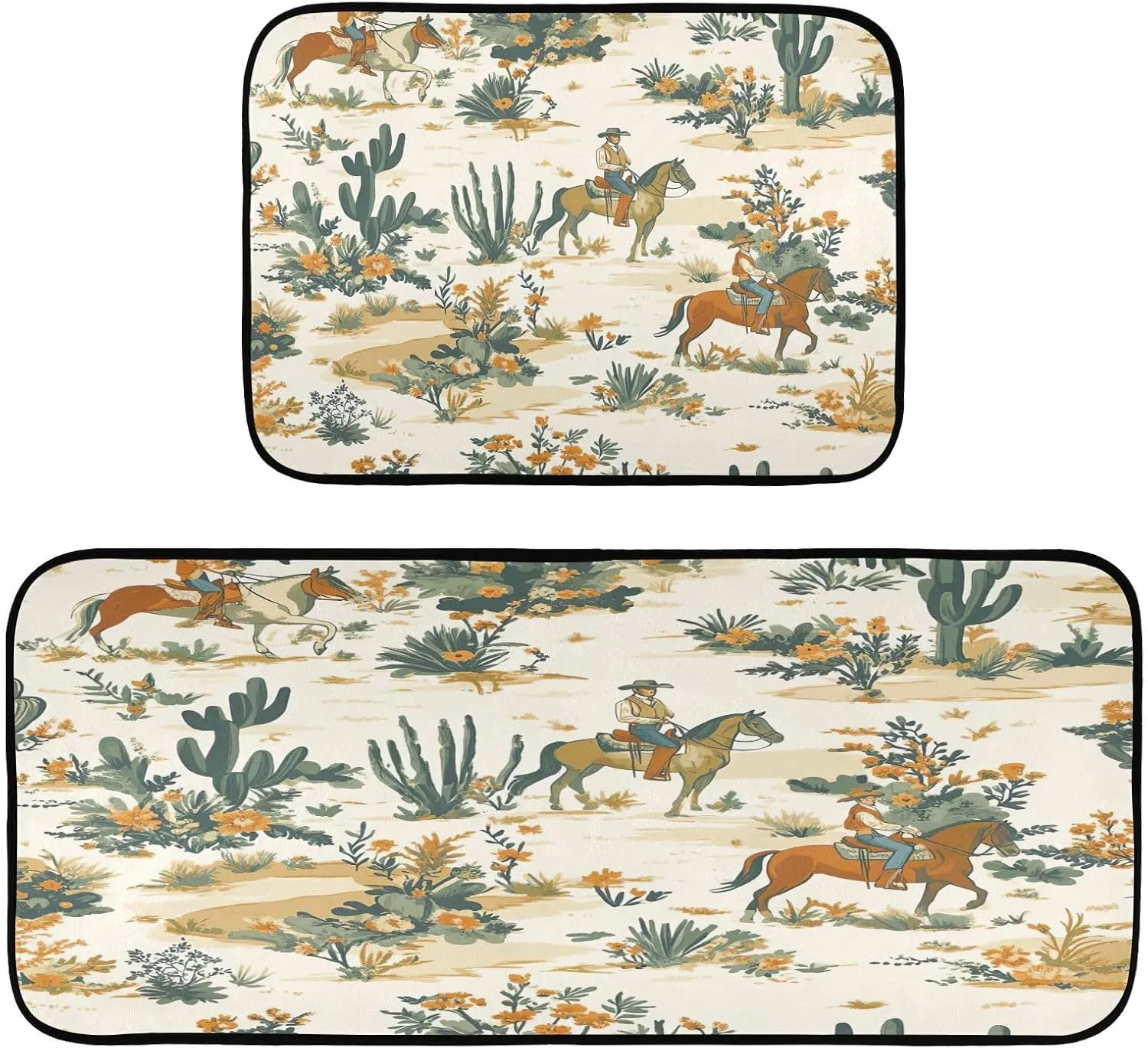 Desert Horseback Riding Kitchen Mats 2 PCS,Non Slip Kitchen Rugs Anti-Fatigue Comfort Standing Mat for Kitchen Floor,Home, Office, Sink, Laundry