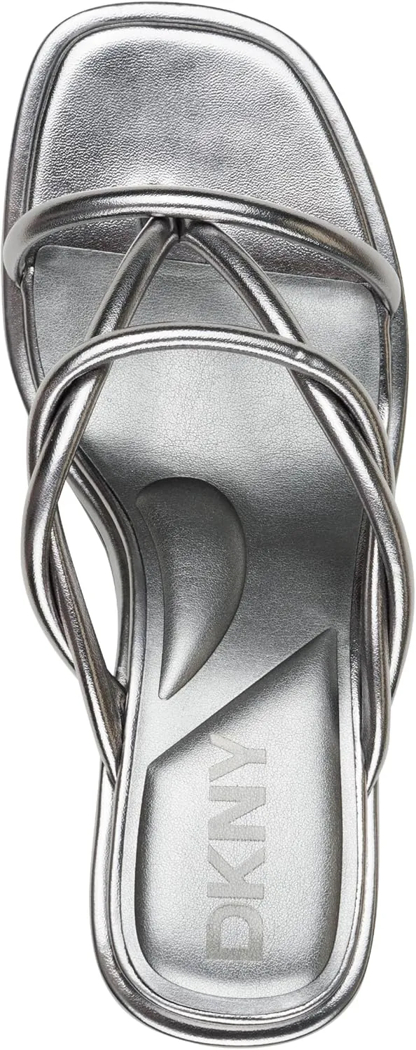 DKNY Women's Rabun Strappy Flip Flop Heeled Sandal